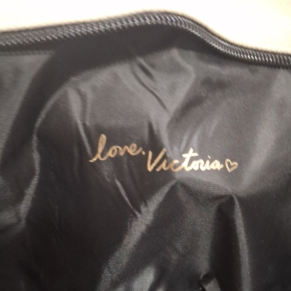 Victoria's Secret Sparkling Gliyter Gold and Cream Large Zip Tote - Picture 4 of 5